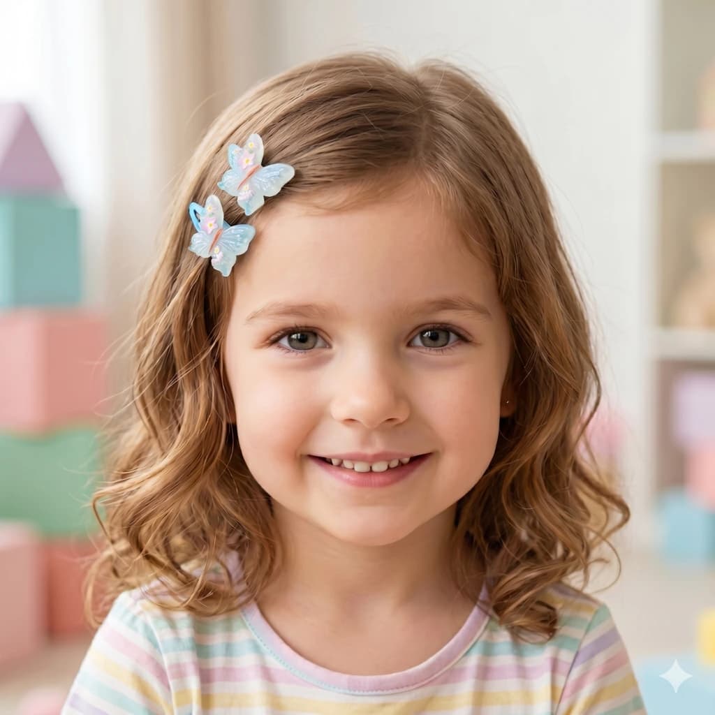 QDORA Blue Butterfly Floral Snap Hair Clip Set image 2
